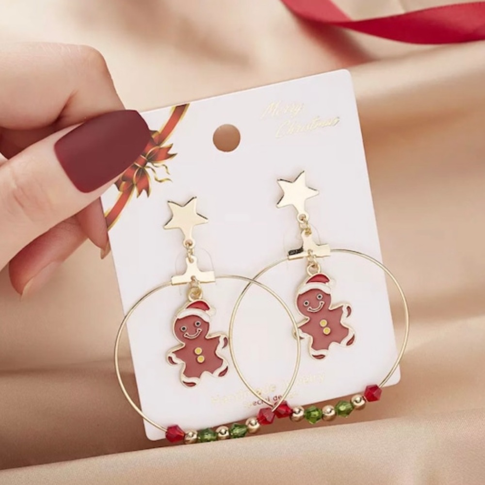 Christmas Earrings,Santa Drop Earring,Christmas Hat,Xmas Earrings,,Christmas